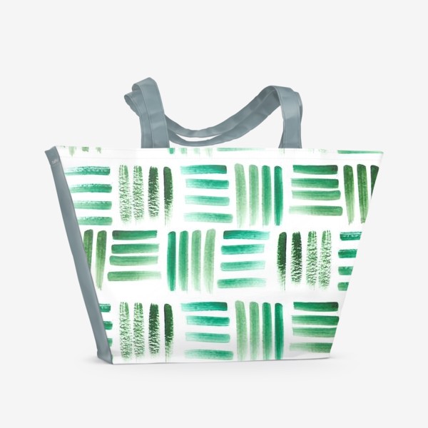 Пляжная сумка «Зеленые полоски акварель»