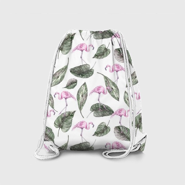 Рюкзак «Акварельные розовые фламинго. Тропический паттерн для футболки. Принт для одежды.»