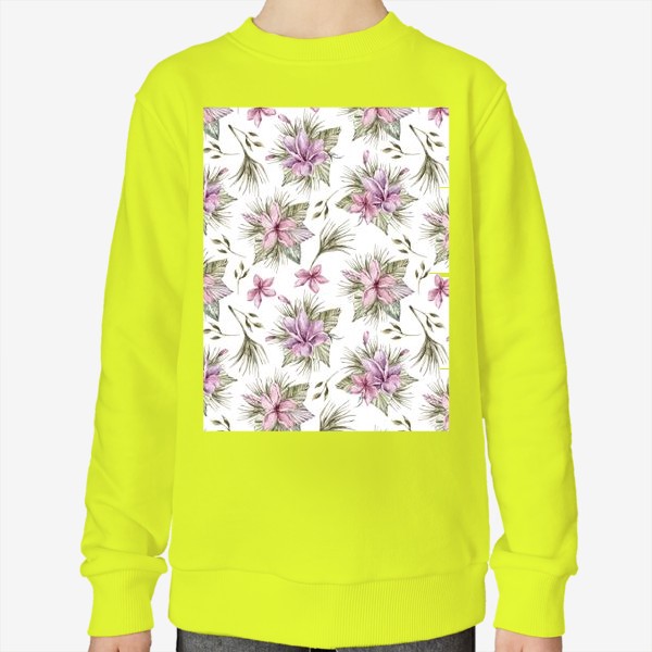 Свитшот &laquo;Акварельные тропические цветы. Цветочный паттерн для одежды, пляжной сумки.&raquo;