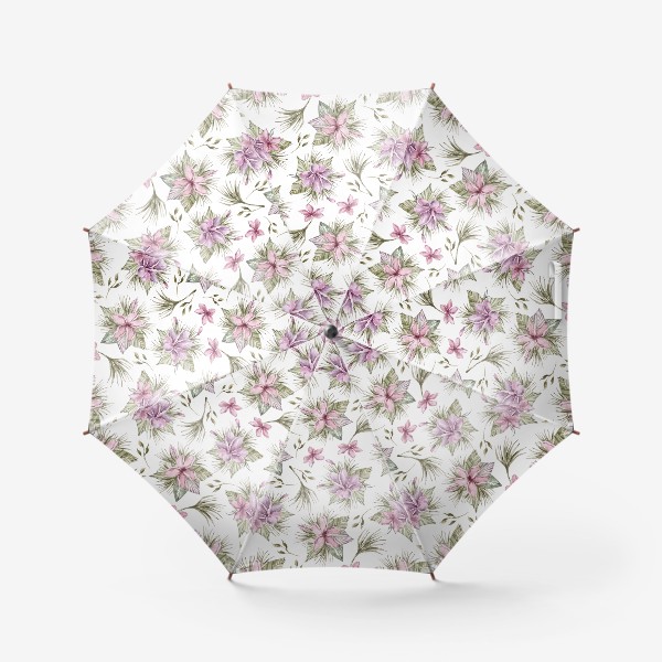 Зонт «Акварельные тропические цветы. Цветочный паттерн для одежды, пляжной сумки.»