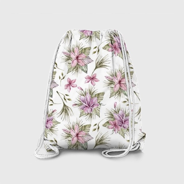 Рюкзак &laquo;Акварельные тропические цветы. Цветочный паттерн для одежды, пляжной сумки.&raquo;