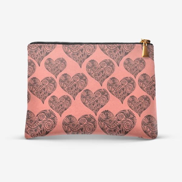 Косметичка «Pink Pattern With Graphic Decorative Hearts»