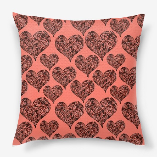 Подушка &laquo;Pink Pattern With Graphic Decorative Hearts&raquo;