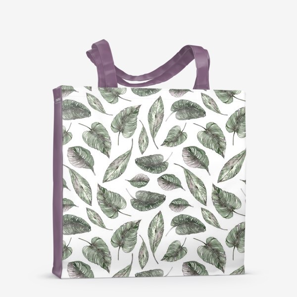 Сумка-шоппер «Тропические акварельные листья. Паттерн для пляжной сумки и одежды.»