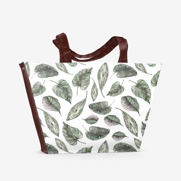 Пляжная сумка «Тропические акварельные листья. Паттерн для пляжной сумки и одежды.»