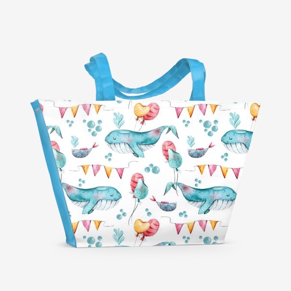 Пляжная сумка &laquo;Паттерн с китами. Детский принт для одежды.&raquo;