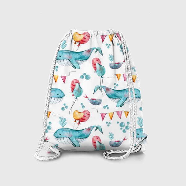 Рюкзак «Паттерн с китами. Детский принт для одежды.»