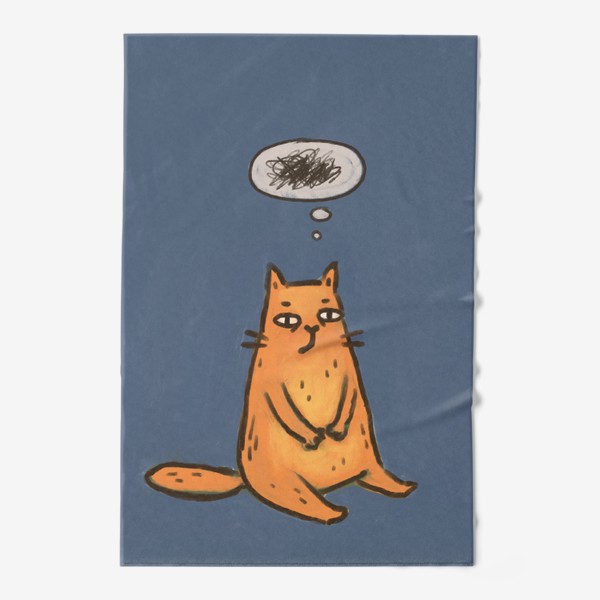 Полотенце «Милый котик и клубок мыслей»