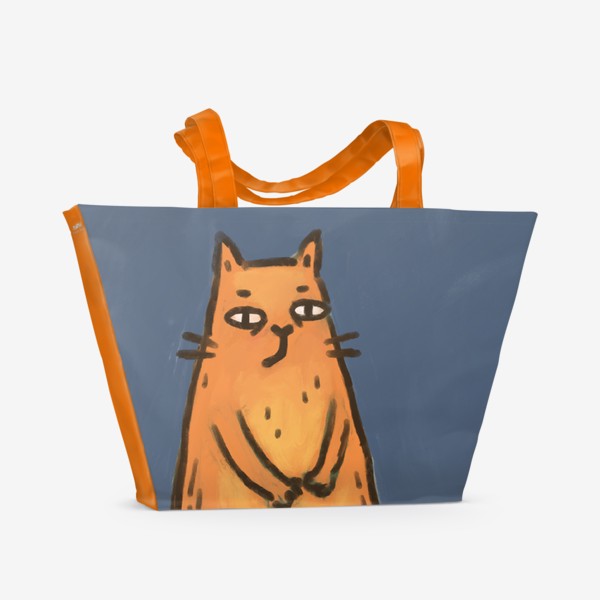 Пляжная сумка «Милый котик и клубок мыслей»