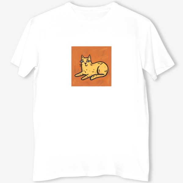 Футболка «Милый живописный котик на оранжевом фоне»