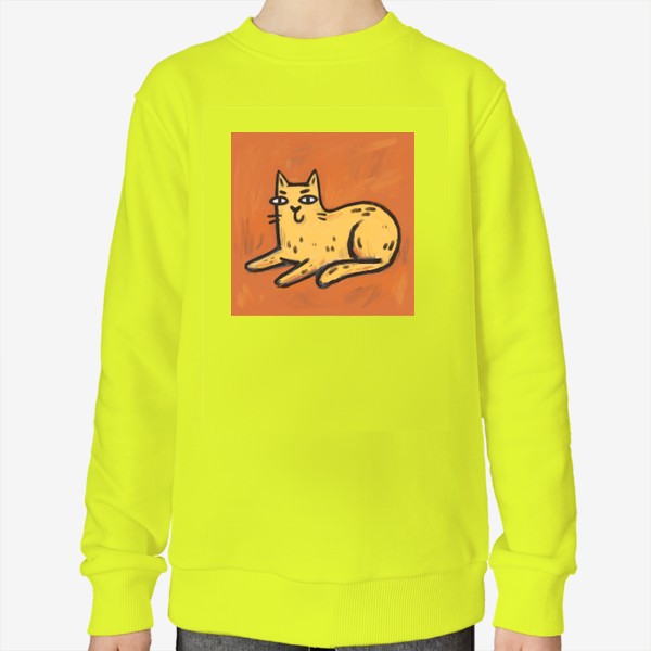 Свитшот «Милый живописный котик на оранжевом фоне»