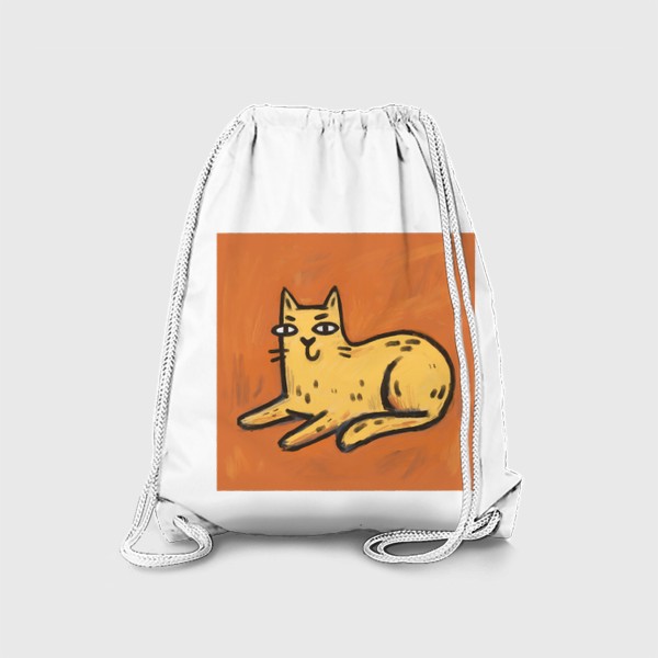 Рюкзак «Милый живописный котик на оранжевом фоне»