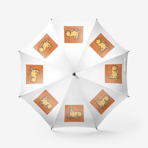 Зонт «Милый живописный котик на оранжевом фоне»