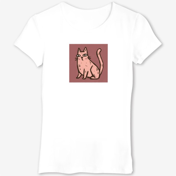 Футболка «Милый живописный котик на розовом фоне»