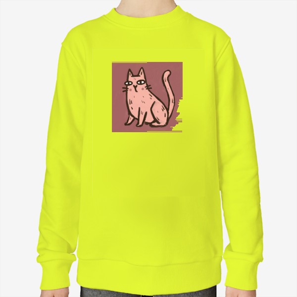 Свитшот «Милый живописный котик на розовом фоне»