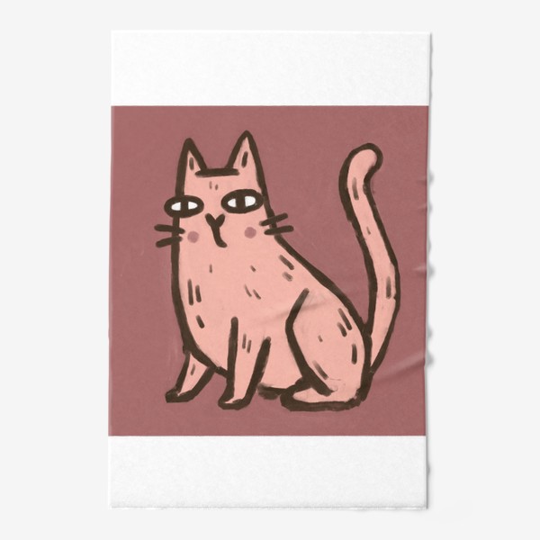 Полотенце &laquo;Милый живописный котик на розовом фоне&raquo;