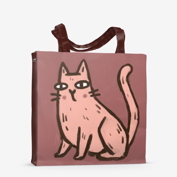 Сумка-шоппер &laquo;Милый живописный котик на розовом фоне&raquo;