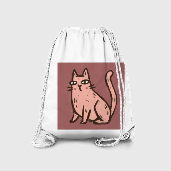 Рюкзак «Милый живописный котик на розовом фоне»