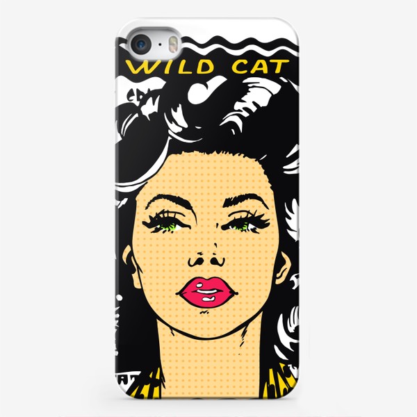 Чехол iPhone «Красивая девушка с чёрными волосами в стиле поп-арт / Pop art»