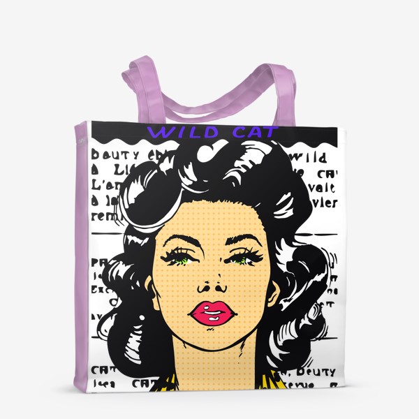 Сумка-шоппер «Красивая девушка с чёрными волосами в стиле поп-арт / Pop art»