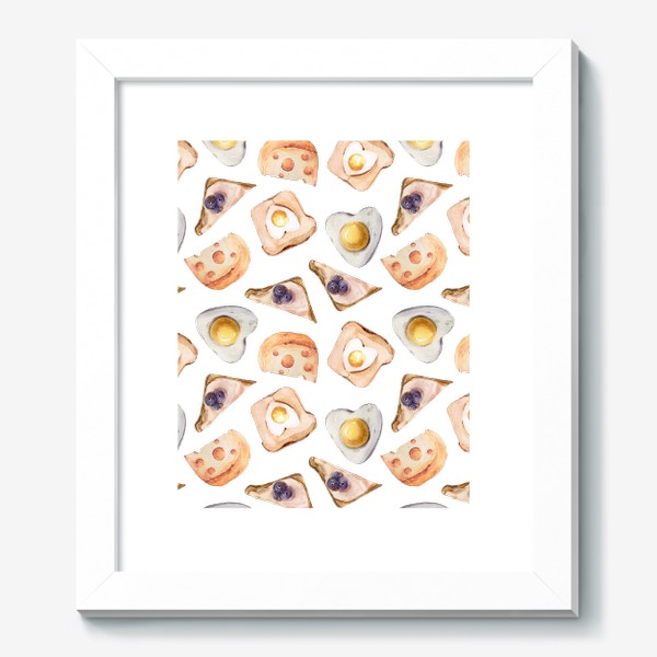 Картина «Бутерброд и яичница. Акварельный принт для кухни. Паттерн для футболки»