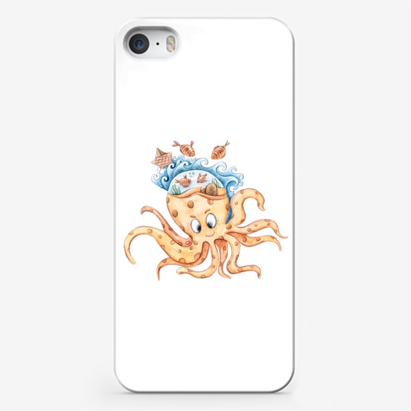 Чехол iPhone «Акварельная иллюстрация осьминога. Принт для детской футболки.»