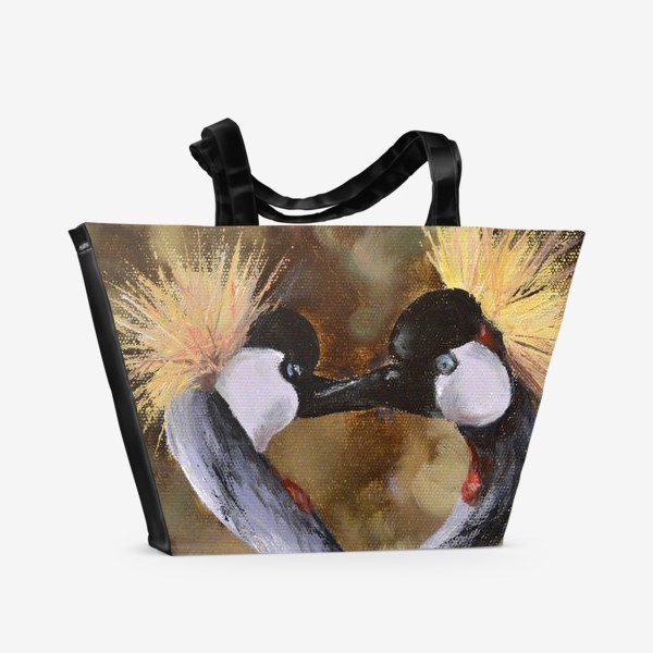 Пляжная сумка «Влюблённая пара - Венценосные журавли»