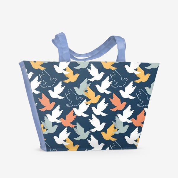 Пляжная сумка «разноцветные голуби - паттерн»