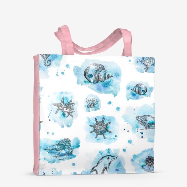 Сумка-шоппер &laquo;Акварельные морские животные. Милая детская иллюстрация. Принт для детской одежды. Кит&raquo;