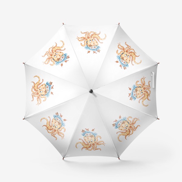 Зонт «Акварельная иллюстрация осьминога. Принт для детской футболки.»
