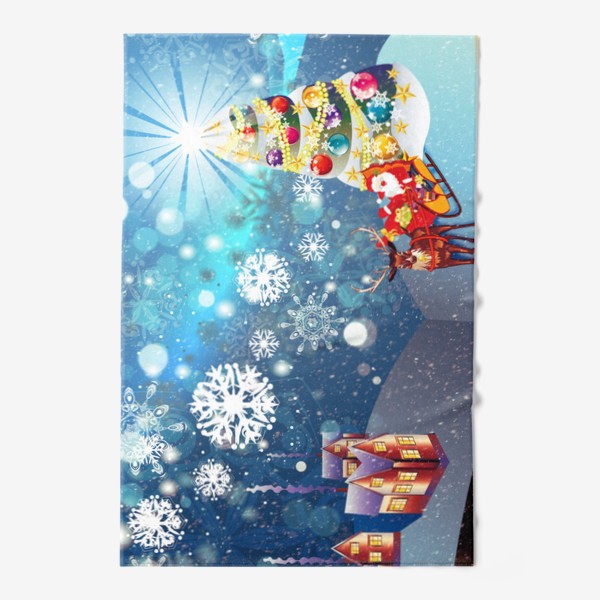 Полотенце «Новогодняя елка и дед мороз в книге»