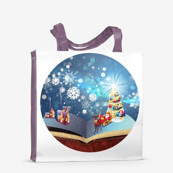 Сумка-шоппер «Новогодняя елка и дед мороз в книге»