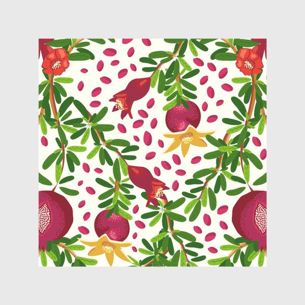 Скатерть «Гранатовая ветка с плодами и цветами паттерн»