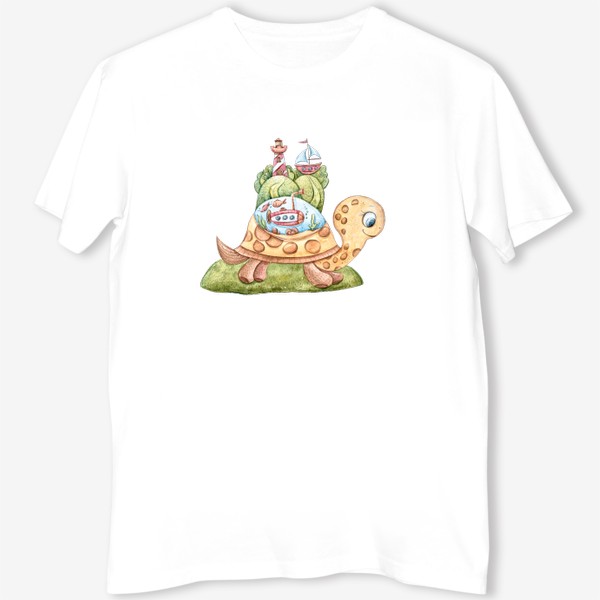Футболка &laquo;Акварельная иллюстрация черепахи. Принт для детской футболки.&raquo;