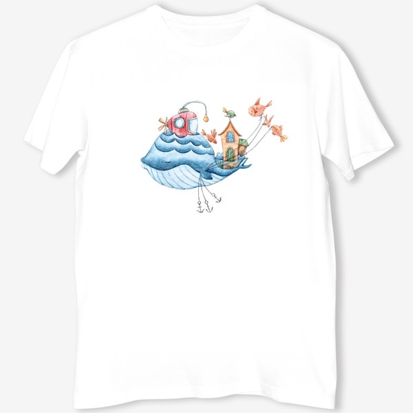 Футболка «Акварельная иллюстрация кита. Принт для детской футболки.»