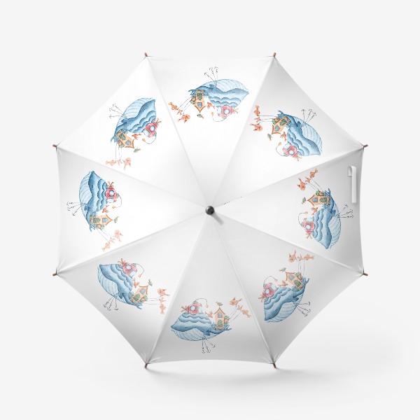 Зонт «Акварельная иллюстрация кита. Принт для детской футболки.»