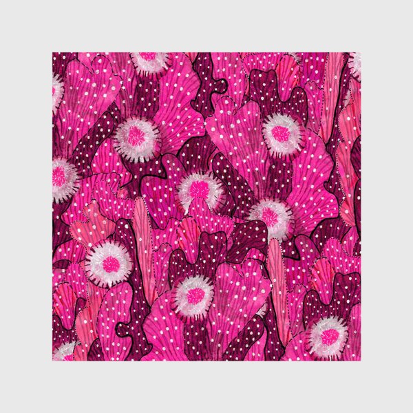 Шторы «Цветущие Кактусы Паттерн Коллаж Розовый»