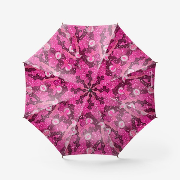 Зонт «Цветущие Кактусы Паттерн Коллаж Розовый»