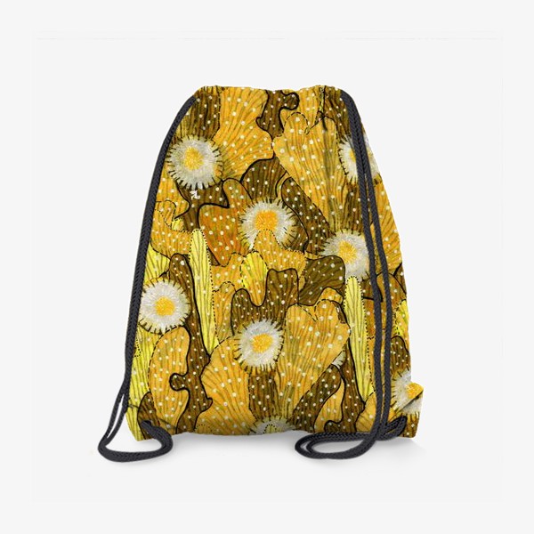 Рюкзак «Цветущие Кактусы Паттерн Коллаж Желтый»