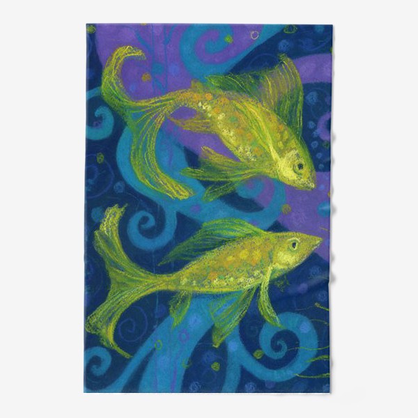 Полотенце «Золотые Рыбки Пастель Живопись»