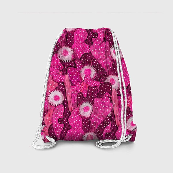 Рюкзак «Цветущие Кактусы Паттерн Коллаж Розовый»