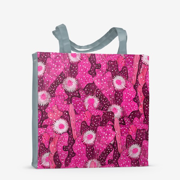 Сумка-шоппер «Цветущие Кактусы Паттерн Коллаж Розовый»