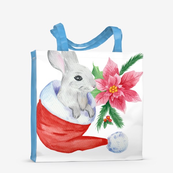 Сумка-шоппер «Кролик и пуансеттия»