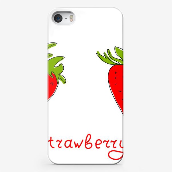 Чехол iPhone «Клубника. Красные ягоды нарисованы в ручную. Скетч. »