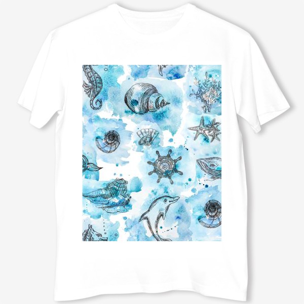Футболка &laquo;Морские животные. Акварельная иллюстрация. Принт для детской одежды&raquo;