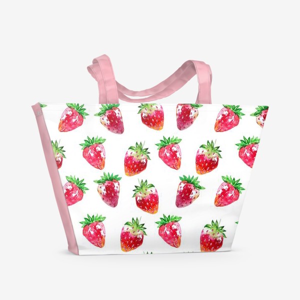 Пляжная сумка «Клубника земляника ягодный паттерн»