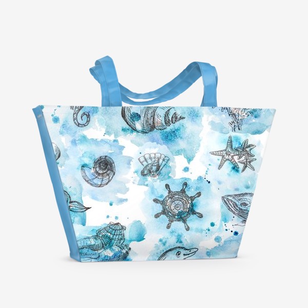 Пляжная сумка «Морские животные. Акварельная иллюстрация. Принт для детской одежды»