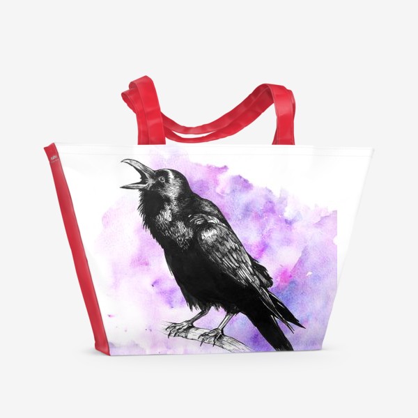 Пляжная сумка «Ворон и акварель»