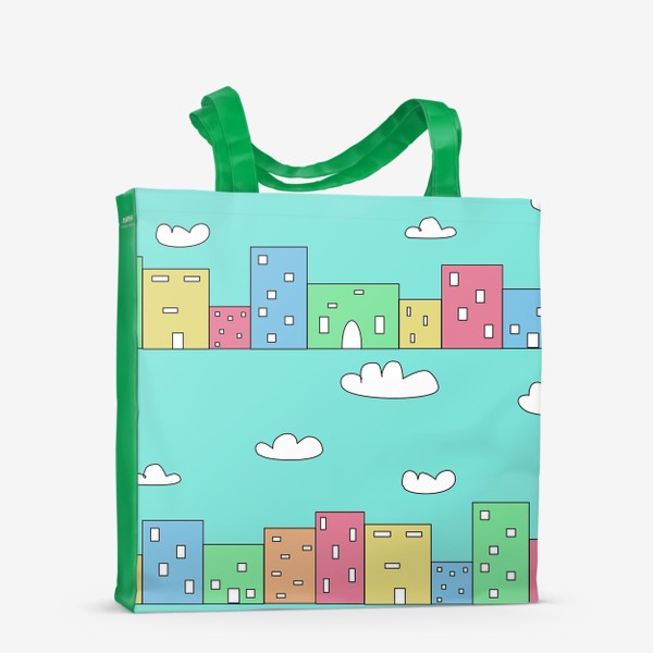 Сумка-шоппер «Цветной город, небо и облака»