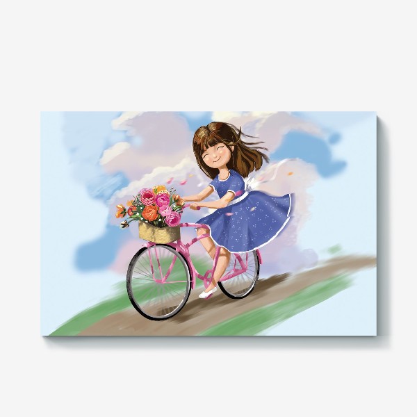 Холст «Девочка на велосипеде »